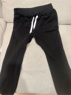 Classic Black Jogger Pants with White Drawstring
